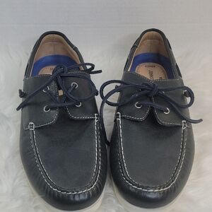 Johnston & Murphy‎ Dark Blue Leather Boat Shoes with Memory Foam Size 10.5 NWOT